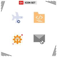 User Interface Pack of 4 Basic Flat Icons of flight development take file mechanism Editable Vector Design Elements