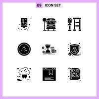 Modern Set of 9 Solid Glyphs and symbols such as management ui bus navigation circle Editable Vector Design Elements