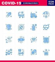 COVID19 corona virus contamination prevention Blue icon 25 pack such as man cough ambulance medical insurance viral coronavirus 2019nov disease Vector Design Elements