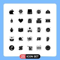 Pack of 25 creative Solid Glyphs of archive speed devices meter gauge Editable Vector Design Elements