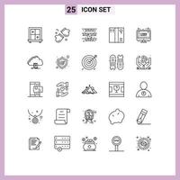 paquete de iconos de vector de stock de 25 signos y símbolos de línea para el lunes descuento bandera caja de tienda en línea elementos de diseño de vector editables