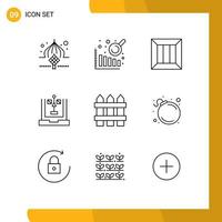 9 Thematic Vector Outlines and Editable Symbols of fence flowchart business development coding Editable Vector Design Elements