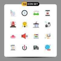 Set of 16 Modern UI Icons Symbols Signs for danger mobile menu lock tie Editable Pack of Creative Vector Design Elements