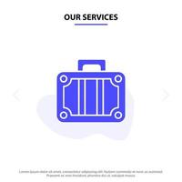 Our Services Beach Holiday Transportation Travel Solid Glyph Icon Web card Template vector