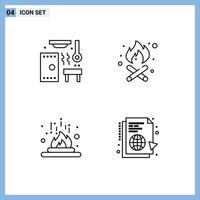 Universal Icon Symbols Group of 4 Modern Filledline Flat Colors of hot heat spa fire place science Editable Vector Design Elements