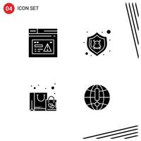 paquete de iconos de vector de stock de 4 signos y símbolos de línea para el sitio web de la bolsa de Internet proteger los elementos de diseño de vector editables de compras