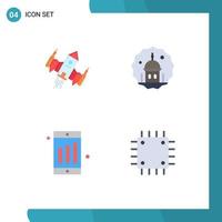 4 Flat Icon concept for Websites Mobile and Apps spacecraft pray space masjid cell Editable Vector Design Elements