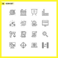 Universal Icon Symbols Group of 16 Modern Outlines of plumber signal board phone remove Editable Vector Design Elements