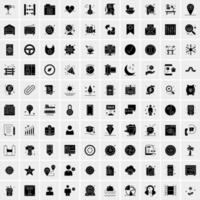 Set of 100 Business Solid Glyph icons vector