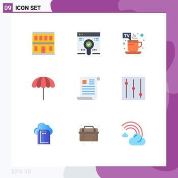 conjunto de 9 colores planos vectoriales en la cuadrícula para el documento elementos de diseño vectorial editables en la playa del clima de la taza húmeda vector