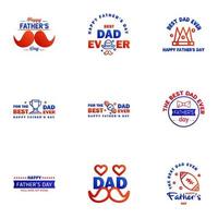 HAPPY FATHERS DAY 9 Blue and red HOLIDAY HAND LETTERING VECTOR HAND LETTERING GREETING TYPOGRAPHY Editable Vector Design Elements