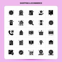 sólido 25 conjunto de iconos de comercio electrónico de compras diseño de estilo de glifo vectorial conjunto de iconos negros diseño de ideas de negocios web y móviles ilustración vectorial vector