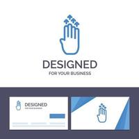 tarjeta de visita creativa y plantilla de logotipo dedo cuatro gesto flecha arriba ilustración vectorial vector