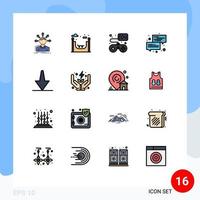 16 User Interface Flat Color Filled Line Pack of modern Signs and Symbols of arrow message controller dialogue communication Editable Creative Vector Design Elements