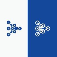 aprendizaje profundo algoritmo línea de datos y glifo icono sólido banner azul línea y glifo icono sólido banner azul vector