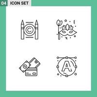 Pictogram Set of 4 Simple Filledline Flat Colors of business credit card digital carnival currency Editable Vector Design Elements