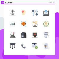 User Interface Pack of 16 Basic Flat Colors of laptop bulb user male fitness Editable Pack of Creative Vector Design Elements