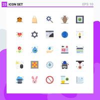 Flat Color Pack of 25 Universal Symbols of box nation search history culture Editable Vector Design Elements