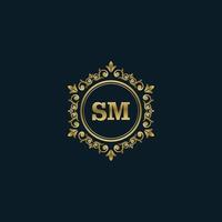 logotipo de letra sm con plantilla de oro de lujo. plantilla de vector de logotipo de elegancia.