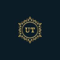 Letter UT logo with Luxury Gold template. Elegance logo vector template.