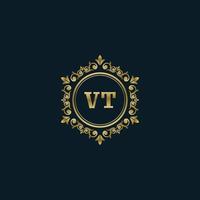 Letter VT logo with Luxury Gold template. Elegance logo vector template.