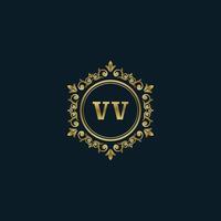 Letter VV logo with Luxury Gold template. Elegance logo vector template.