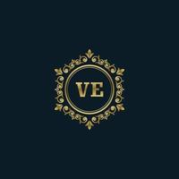 Letter VE logo with Luxury Gold template. Elegance logo vector template.