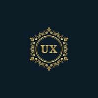 logotipo de letra ux con plantilla de oro de lujo. plantilla de vector de logotipo de elegancia.