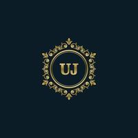 Letter UJ logo with Luxury Gold template. Elegance logo vector template.