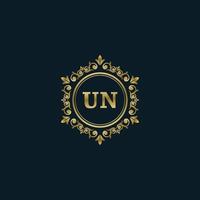 Letter UN logo with Luxury Gold template. Elegance logo vector template.