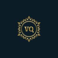 logotipo de letra vq con plantilla de oro de lujo. plantilla de vector de logotipo de elegancia.