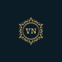 Letter VN logo with Luxury Gold template. Elegance logo vector template.