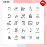 paquete de 25 líneas modernas, signos y símbolos para medios de impresión web, como el diseño de comercio electrónico ferroviario, regalo, elementos de diseño de vectores editables verdes