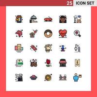 Set of 25 Modern UI Icons Symbols Signs for park bench cabriolet house halloween Editable Vector Design Elements