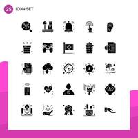 25 Universal Solid Glyphs Set for Web and Mobile Applications control analytic bell digital touch Editable Vector Design Elements