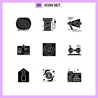 9 Icons in Solid Style. Glyph Symbols on White Background. Creative Vector Signs for Web mobile and Print.