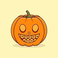 smiling pumpkin using braces vector