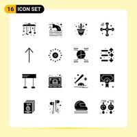 Pictogram Set of 16 Simple Solid Glyphs of celebration arrow flower internet of things connections Editable Vector Design Elements