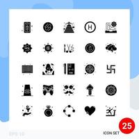 Modern Set of 25 Solid Glyphs and symbols such as coding c finance board hospital Editable Vector Design Elements