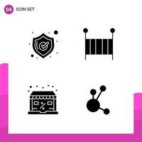 Glyph Icon set. Pack of 4 Solid Icons isolated on White Background for responsive Website Design Print and Mobile Applications. vector