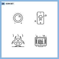 Pack of 4 creative Filledline Flat Colors of audio contamination level weather infection Editable Vector Design Elements