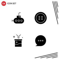 Set of 4 Commercial Solid Glyphs pack for bathyscaph bubble clothing data filtering comment Editable Vector Design Elements