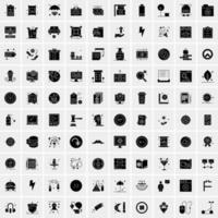 Set of 100 Business Solid Glyph icons vector