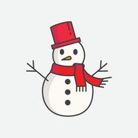 Snowman with hat vector. Snowman icon template. Winter symbol icon. Christmas and New Year greeting card design element. Vector illustration