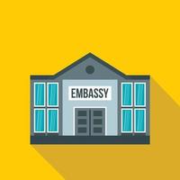 Embassy icon, flat style vector