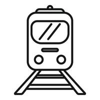 Stop train icon outline vector. Railway platform vector