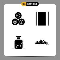 4 Black Icon Pack Glyph Symbols Signs for Responsive designs on white background. 4 Icons Set. vector