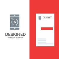 Application Mobile Mobile Application Dollar Grey Logo Design and Business Card Template vector