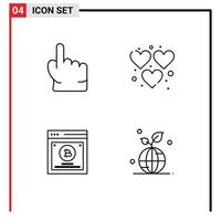 4 Creative Icons Modern Signs and Symbols of finger comparing touch game split testing Editable Vector Design Elements