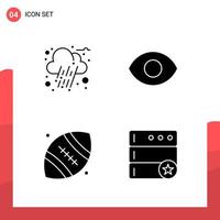 Pack of 4 Universal Glyph Icons for Print Media on White Background vector